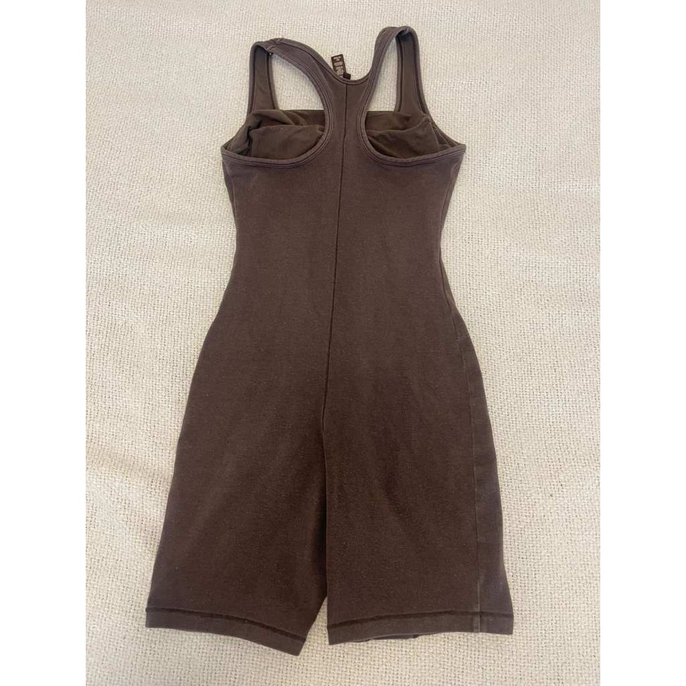 SKIMS Women Espresso Brown Cotton Ribbed Racerback Romper Size XS Bodycon Short - Picture 2 of 7